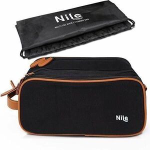 Toiletry Bag w/ Waterproof Laundry Shoe Bag & Reusable Bottles - Unisex Black